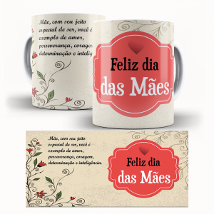 Caneca  Dia Das Mães Personalizada Pronta - Feliz Dia das Mães Caneca de Cerâmica 325ml Área de Impressão = 20 x 9,5cm    