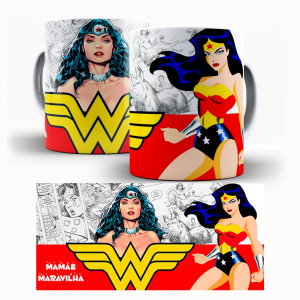 Caneca  Dia Das Mães Personalizada Pronta - Mamãe Maravilha Caneca de Cerâmica 325ml Área de Impressão = 20 x 9,5cm    