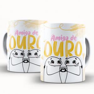 Caneca Personalizada Flork Divertida Amiga de Ouro Caneca de Cerâmica 325ml Área de Impressão = 20 x 9,5cm    