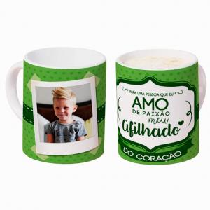 Caneca Personalizada com Uma Foto Afilhado Caneca de Cerâmica 325ml Área de Impressão = 20 x 9,5cm    Após concluir o pagamento, clique em preencher formulário para anexar seu arquivo ou escrever seu texto