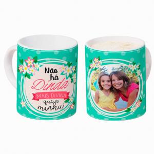 Caneca Personalizada com Uma Foto Dinda Caneca de Cerâmica 325ml Área de Impressão = 20 x 9,5cm    Após concluir o pagamento, clique em preencher formulário para anexar seu arquivo ou escrever seu texto