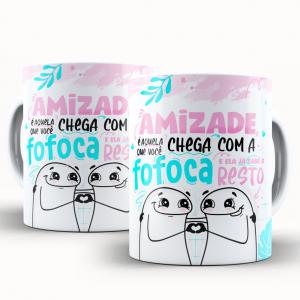 Caneca Personalizada Flork Divertida Amizade Caneca de Cerâmica 325ml Área de Impressão = 20 x 9,5cm    