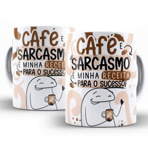Caneca Personalizada Flork Divertida Café e Sarcasmo Caneca de Cerâmica 325ml Área de Impressão = 20 x 9,5cm    