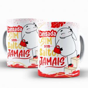 Caneca Personalizada Flork Divertida Cansada Caneca de Cerâmica 325ml Área de Impressão = 20 x 9,5cm    