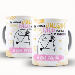 Caneca Personalizada Flork Divertida Falo e Penso Caneca de Cerâmica 325ml Área de Impressão = 20 x 9,5cm    