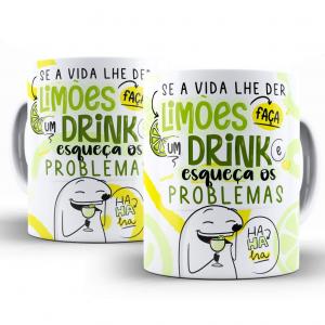Caneca Personalizada Flork Divertida Limões Caneca de Cerâmica 325ml Área de Impressão = 20 x 9,5cm    