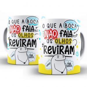 Caneca Personalizada Flork Divertida Olhos Reviram Caneca de Cerâmica 325ml Área de Impressão = 20 x 9,5cm    