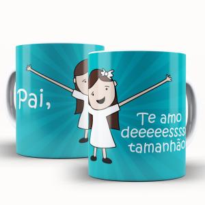 Caneca Personalizada Pai Te Amo 1 Caneca de Cerâmica 325ml Área de Impressão = 20 x 9,5cm    