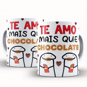 Caneca Personalizada Páscoa Flork Divertido Amo Mais Que Chocolate Caneca de Cerâmica 325ml Área de Impressão = 20 x 9,5cm    