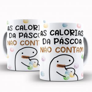 Caneca Personalizada Páscoa Flork Divertido Calorias da Páscoa Caneca de Cerâmica 325ml Área de Impressão = 20 x 9,5cm    