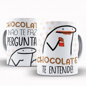 Caneca Personalizada Páscoa Flork Divertido Chocolate Te Entende Caneca de Cerâmica 325ml Área de Impressão = 20 x 9,5cm    