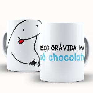 Caneca Personalizada Páscoa Flork Divertido É Só Chocolate Caneca de Cerâmica 325ml Área de Impressão = 20 x 9,5cm    