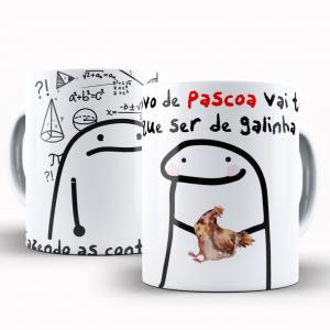 Caneca Personalizada Páscoa Flork Divertido Fazendo as Contas Caneca de Cerâmica 325ml Área de Impressão = 20 x 9,5cm    
