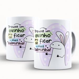 Caneca Personalizada Páscoa Flork Divertido Mais Calminha Caneca de Cerâmica 325ml Área de Impressão = 20 x 9,5cm    