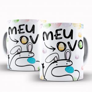 Caneca Personalizada Páscoa Flork Divertido Meu Ovo 2 Caneca de Cerâmica 325ml Área de Impressão = 20 x 9,5cm    