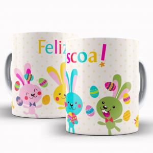 Caneca Personalizada Páscoa Tradicional 2 Caneca de Cerâmica 325ml Área de Impressão = 20 x 9,5cm    