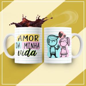 Caneca Personalizada Pronta Amor da Minha Vida Caneca de Cerâmica 325ml Área de Impressão = 20 x 9,5cm    