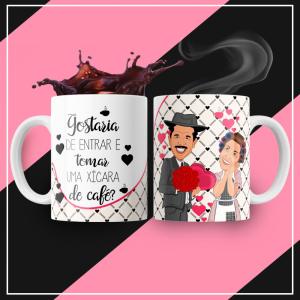 Caneca Personalizada Pronta Gostaria de Entrar Caneca de Cerâmica 325ml Área de Impressão = 20 x 9,5cm    