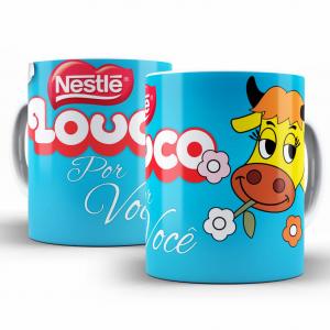 Caneca Personalizada Pronta Louco por Você Caneca de Cerâmica 325ml Área de Impressão = 20 x 9,5cm    