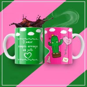 Caneca Personalizada Pronta O Amor Sempre Arranja Um Jeito Caneca de Cerâmica 325ml Área de Impressão = 20 x 9,5cm    