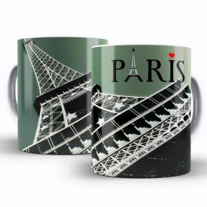 Caneca Personalizada Pronta Paris Caneca de Cerâmica 325ml Área de Impressão = 20 x 9,5cm    