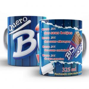 Caneca Personalizada Pronta Quero Bis Caneca de Cerâmica 325ml Área de Impressão = 20 x 9,5cm    