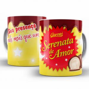 Caneca Personalizada Pronta Serenata de Amor Caneca de Cerâmica 325ml Área de Impressão = 20 x 9,5cm    
