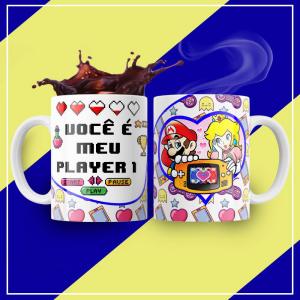 Caneca Personalizada Pronta Você É Meu Player 1 Caneca de Cerâmica 325ml Área de Impressão = 20 x 9,5cm    