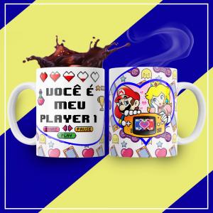 Caneca Personalizada Pronta Você É Meu Player 1 Caneca de Cerâmica 325ml Área de Impressão = 20 x 9,5cm    