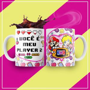 Caneca Personalizada Pronta Você É Meu Player 2 Caneca de Cerâmica 325ml Área de Impressão = 20 x 9,5cm    