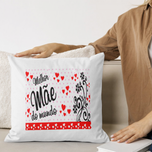 Capa de Almofada 30x30cm Personalizada Pronta - Melhor Mãe Do Mundo Poliéster Área de Impressão = 20(L) x 20(A)cm Impressão frente e verso   