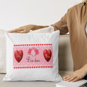 Capa de Almofada 40x40cm Personalizada Pronta - Feliz Dia Das Mães Poliéster Área de Impressão = 28(L) x 20(A)cm Impressão frente e verso   