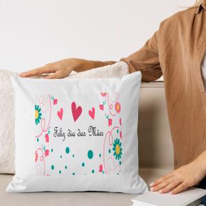 Capa de Almofada 30x30cm Personalizada Pronta - Feliz Dia Das Mães 1 Poliéster Área de Impressão = 20(L) x 20(A)cm Impressão frente e verso   