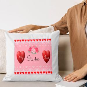 Capa de Almofada 30x30cm Personalizada Pronta - Feliz Dia Das Mães Poliéster Área de Impressão = 20(L) x 20(A)cm Impressão frente e verso   