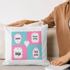 Capa de Almofada 30x30cm Personalizada Pronta - Mãe Amiga Poliéster Área de Impressão = 20(L) x 20(A)cm Impressão frente e verso   
