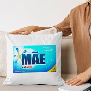 Capa de Almofada 40x40cm Personalizada Pronta - Mãe Multiamor Poliéster Área de Impressão = 28(L) x 20(A)cm Impressão frente e verso   