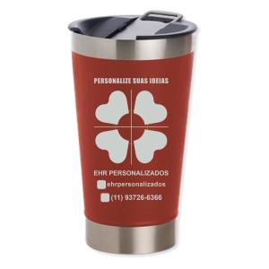Copo Térmico Marrom 500ml com Abridor Inox Área de Impressão = 10 x 6cm Frente laser   Após concluir o pagamento, clique em preencher formulário para anexar seu arquivo ou escrever seu texto