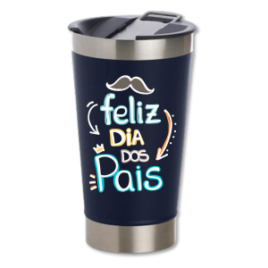 Copo Térmico Personalizado Feliz Dia dos Pais Inox Área de Impressão = 10 x 6cm Frente colorido  Texturizado 