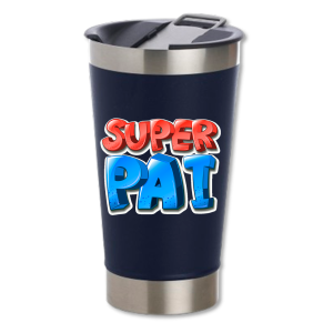 Copo Térmico Personalizado Super Pai Inox Área de Impressão = 10 x 6cm Frente colorido  Texturizado 