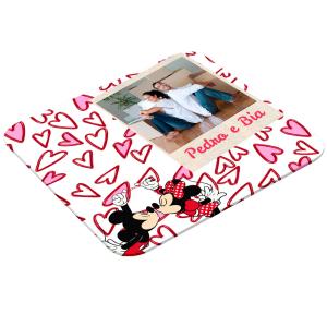 Mouse Pad Retangular Personalizado Com Uma Foto e Nome - Mickey e Minnie Latex 19 x 23cm    Após concluir o pagamento, clique em preencher formulário para anexar seu arquivo ou escrever seu texto