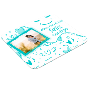 Mouse Pad Retangular Personalizado Com Uma Foto - Meu Riso É Tão Feliz Contigo Latex 19 x 23cm    Após concluir o pagamento, clique em preencher formulário para anexar seu arquivo ou escrever seu texto