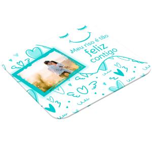 Mouse Pad Retangular Personalizado Com Uma Foto - Meu Riso É Tão Feliz Contigo Latex 19 x 23cm    Após concluir o pagamento, clique em preencher formulário para anexar seu arquivo ou escrever seu texto