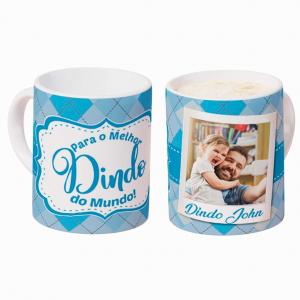 Caneca Personalizada com Nome e Uma Foto Dindo Caneca de Cerâmica 325ml Área de Impressão = 20 x 9,5cm    Após concluir o pagamento, clique em preencher formulário para anexar seu arquivo ou escrever seu texto