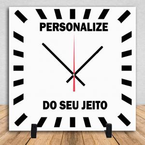 Relógio de Azulejo Personalizado Do Seu Jeito Com Suporte 20x20cm Cerâmica Branca Brilho 20x20cm    Após concluir o pagamento, clique em preencher formulário para anexar seu arquivo ou escrever seu texto