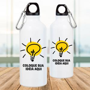 Squeeze de Alumínio Branco Personalizado Do Seu Jeito Alumínio Área de Impressão = 18(L) x 9(A)cm    Após concluir o pagamento, clique em preencher formulário para anexar seu arquivo ou escrever seu texto