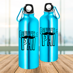Squeeze de Alumínio Personalizado - Super Pai Alumínio Área de Impressão = 18(L) x 9(A)cm    