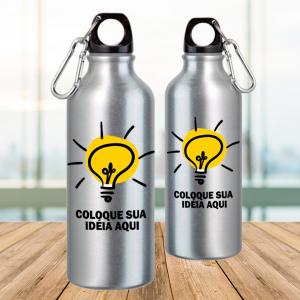 Squeeze de Alumínio Prata Personalizado Do Seu Jeito Alumínio Área de Impressão = 18(L) x 9(A)cm    Após concluir o pagamento, clique em preencher formulário para anexar seu arquivo ou escrever seu texto