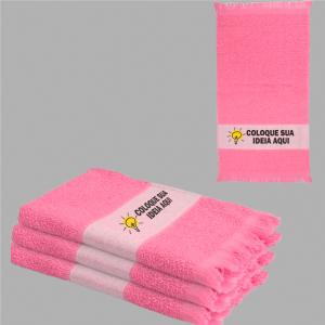 Toalha Lavabinho Com Franja Rosa Personalizada Do Seu Jeito Algodão/Poliéster Área de Impressão: 6x22cm Impressão frente   Após concluir o pagamento, clique em preencher formulário para anexar seu arquivo ou escrever seu texto