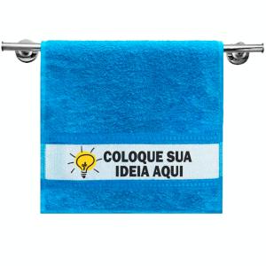 Toalha Lavabo Azul Personalizada Do Seu Jeito Algodão/Poliéster Área de Impressão: 7x27cm Impressão frente   Após concluir o pagamento, clique em preencher formulário para anexar seu arquivo ou escrever seu texto